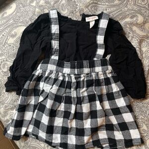3/$12 Cat & Jack Black and White Checkered Suspender Dress